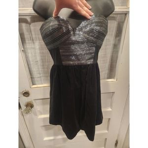 Tibi Strapless Metalic and Black‎ Dress